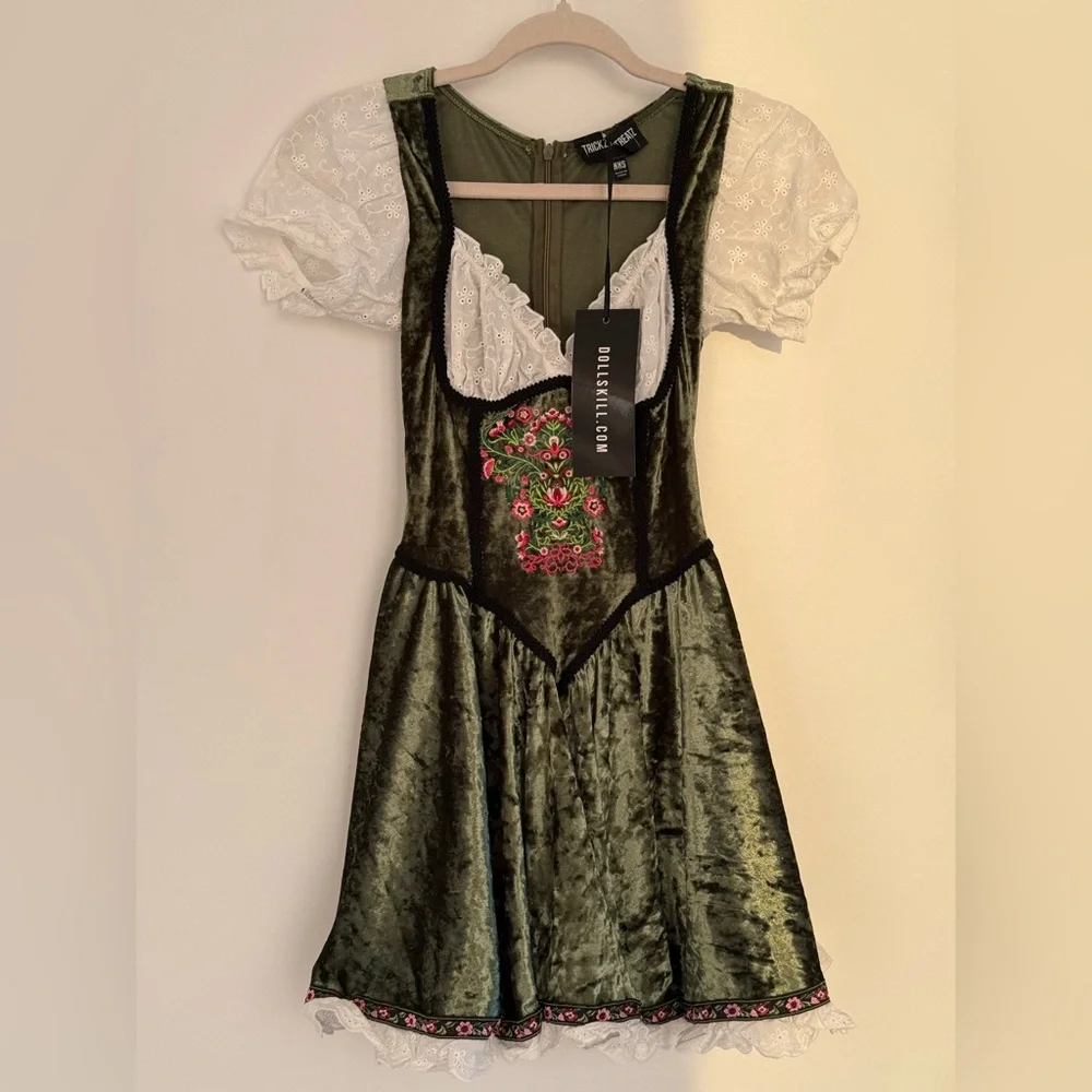 Dolls kill BAVARIAN MAIDEN COSTUME SET with headpiece and choker Octoberfest - Picture 2 of 5
